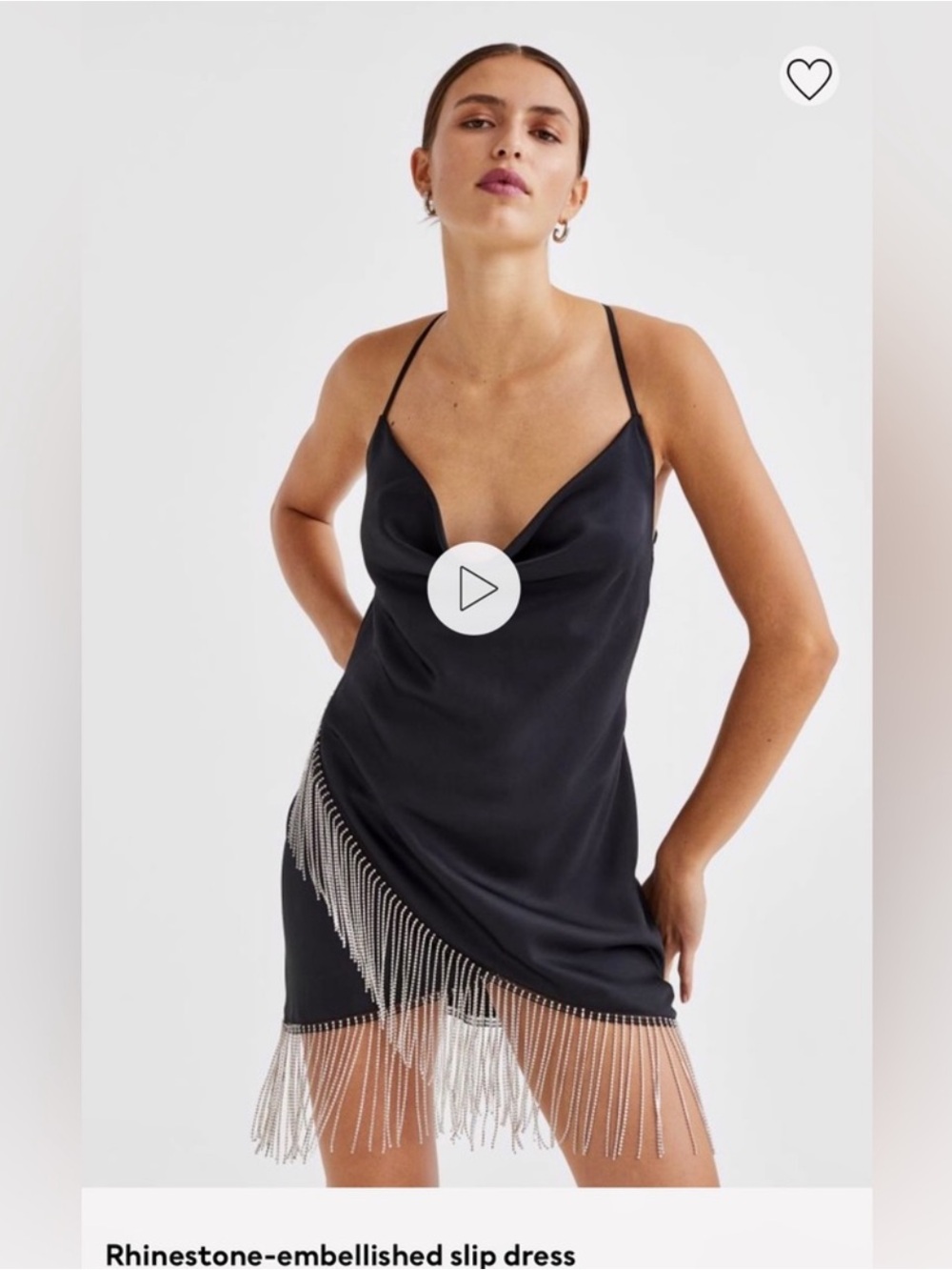 H&M rhinestone-embellished slip dress size S